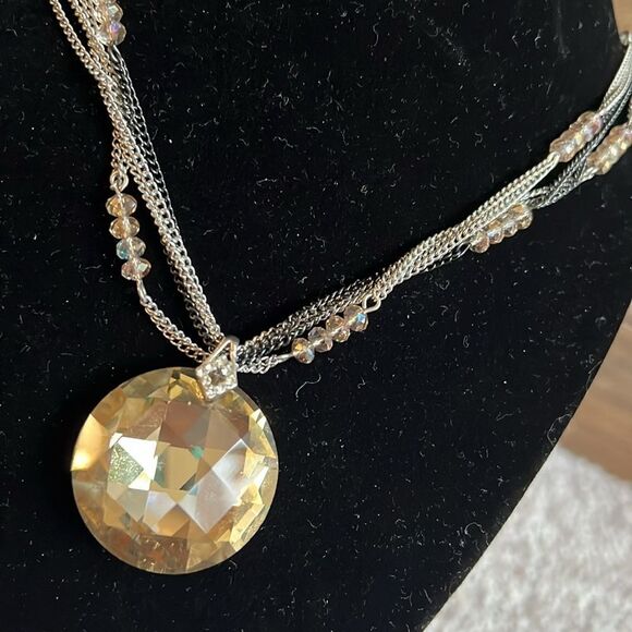 NWT Loft Gold, hematite, and silver statement pendant necklace - Picture 2 of 5